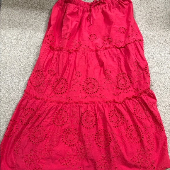 Miami Vibrant Red Eyelet Maxi Skirt purchased at Francesca’s. - Picture 1 of 7